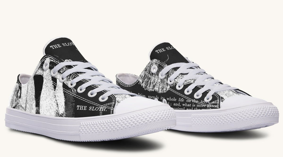 The Sloth Stays White Black Lowtops - Jaded Lament