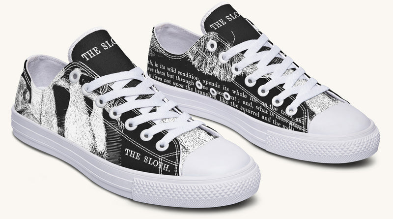 The Sloth Stays White Black Lowtops - Jaded Lament