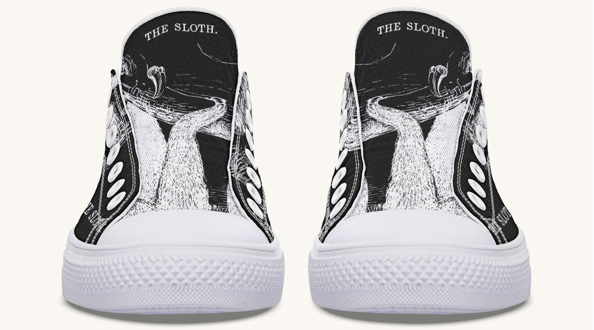 The Sloth Stays White Black Lowtops - Jaded Lament