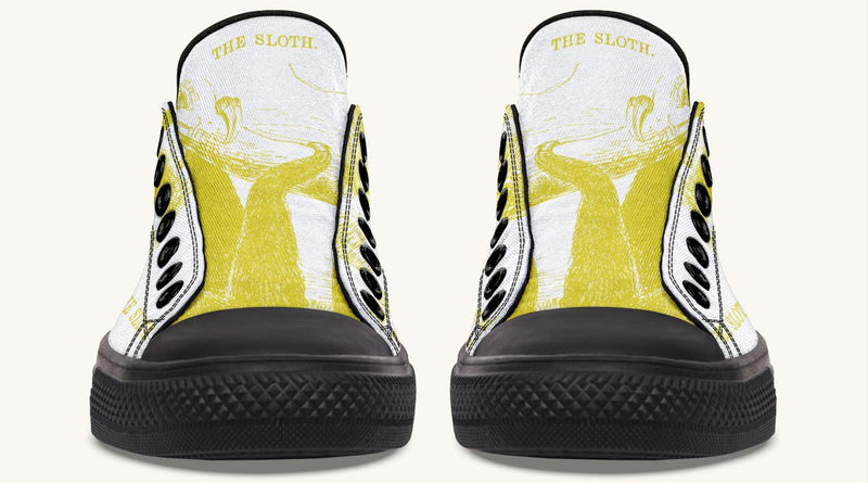 The Sloth Stays Yellow White Lowtops - Jaded Lament