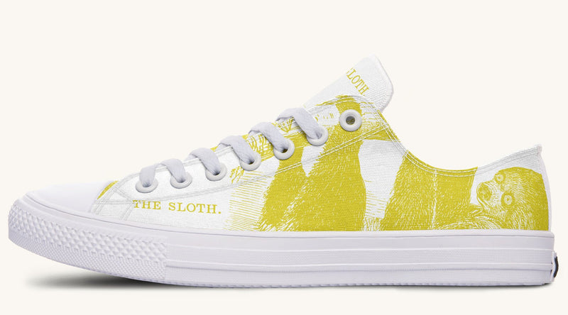 The Sloth Stays Yellow White Lowtops - Jaded Lament
