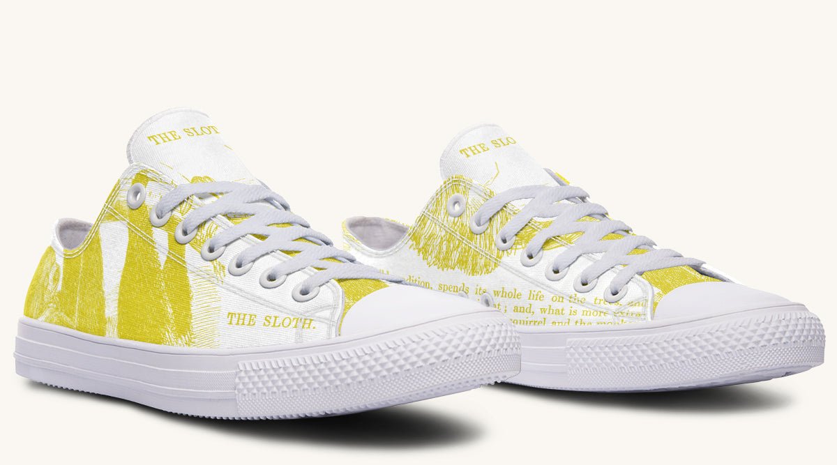 The Sloth Stays Yellow White Lowtops - Jaded Lament