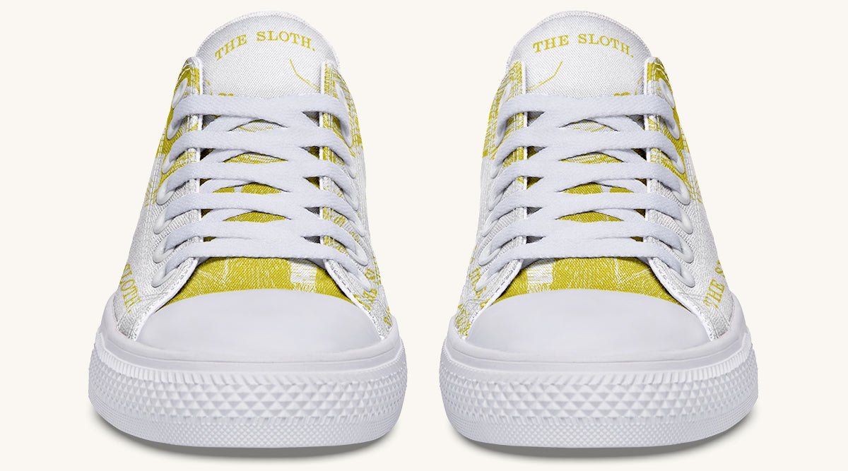 The Sloth Stays Yellow White Lowtops - Jaded Lament
