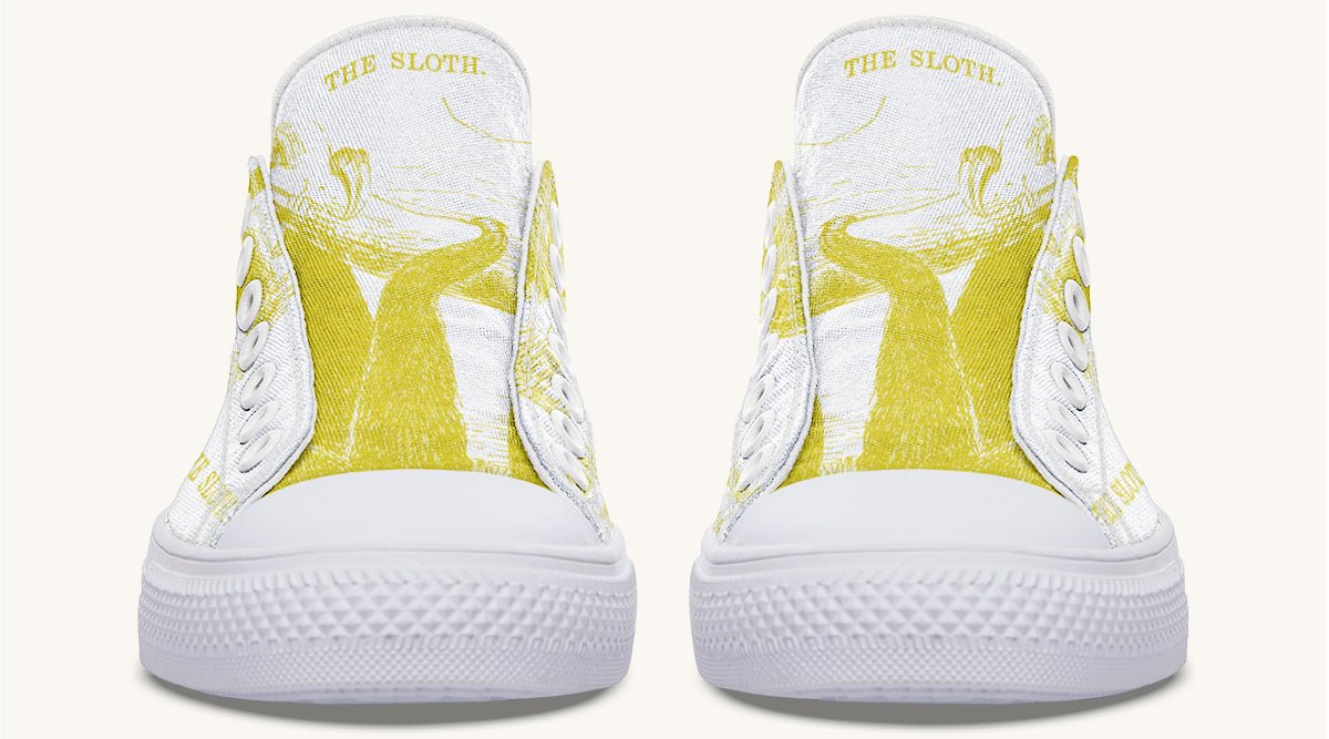 The Sloth Stays Yellow White Lowtops - Jaded Lament