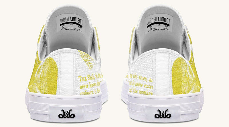 The Sloth Stays Yellow White Lowtops - Jaded Lament