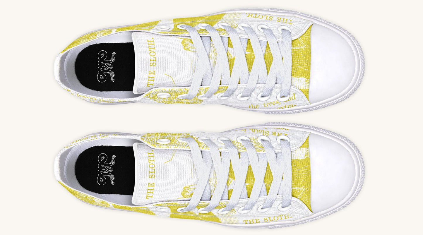 The Sloth Stays Yellow White Lowtops - Jaded Lament