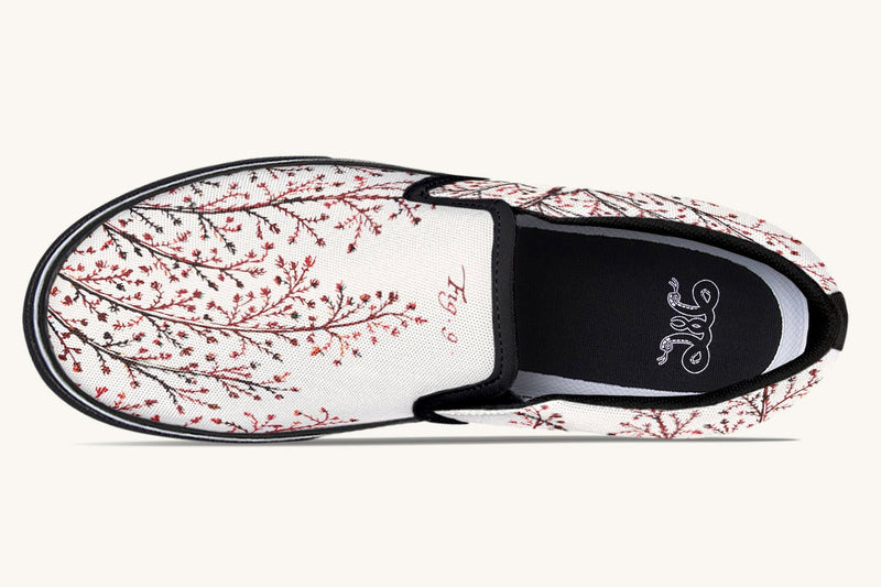 A Delicate Breath Red Slip On Shoes - Jaded Lament