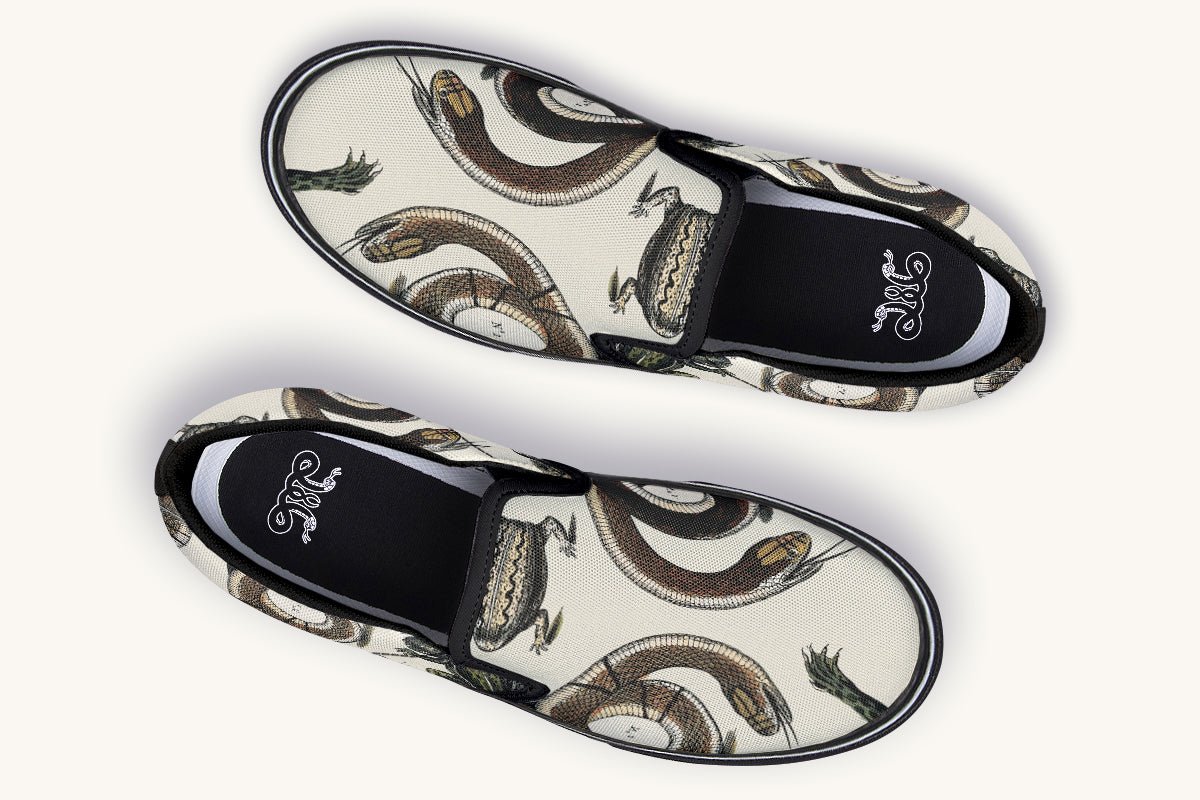 An Arrangement of Frogs and Snakes Slip On Shoes - Jaded Lament