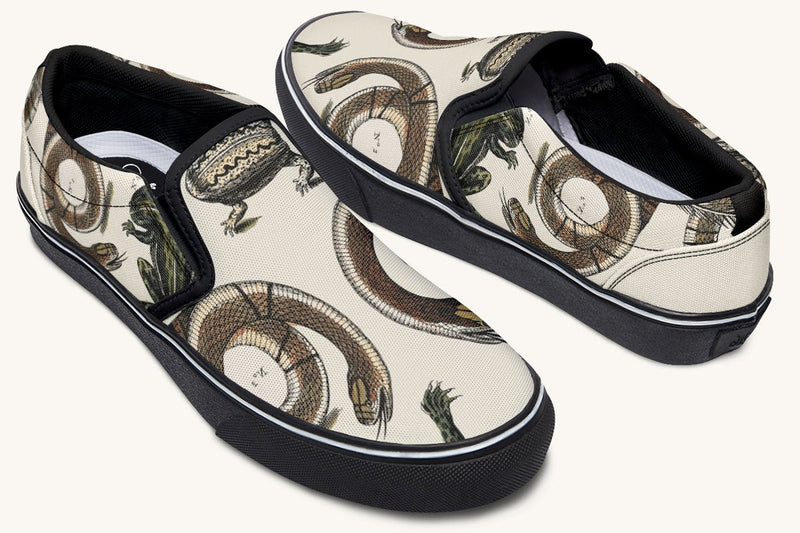 An Arrangement of Frogs and Snakes Slip On Shoes - Jaded Lament