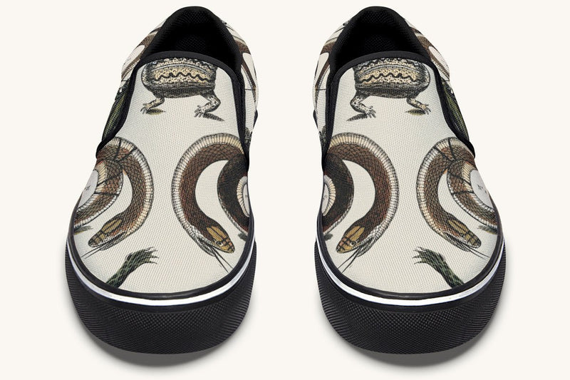 An Arrangement of Frogs and Snakes Slip On Shoes - Jaded Lament