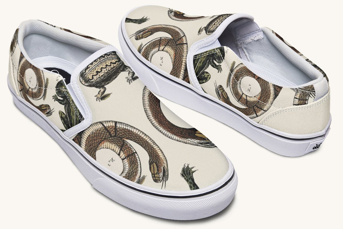 An Arrangement of Frogs and Snakes Slip On Shoes - Jaded Lament