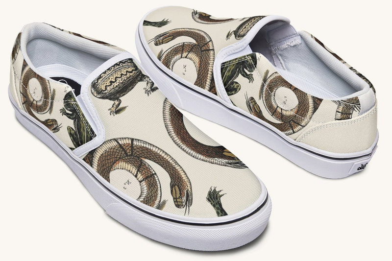 An Arrangement of Frogs and Snakes Slip On Shoes - Jaded Lament