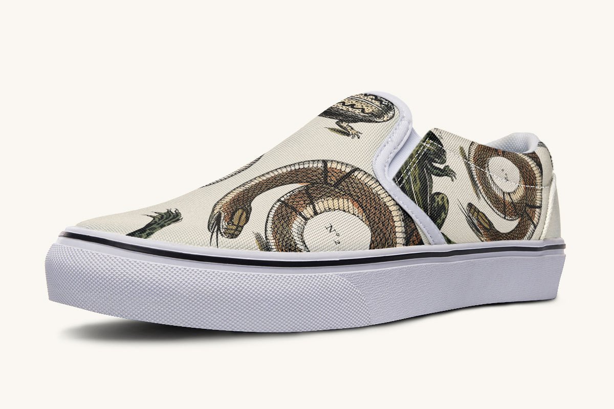 An Arrangement of Frogs and Snakes Slip On Shoes - Jaded Lament