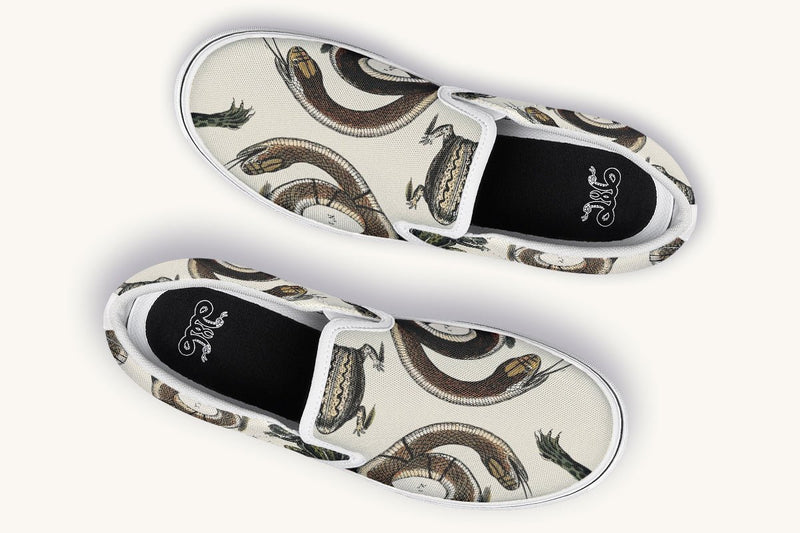 An Arrangement of Frogs and Snakes Slip On Shoes - Jaded Lament