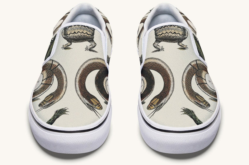 An Arrangement of Frogs and Snakes Slip On Shoes - Jaded Lament