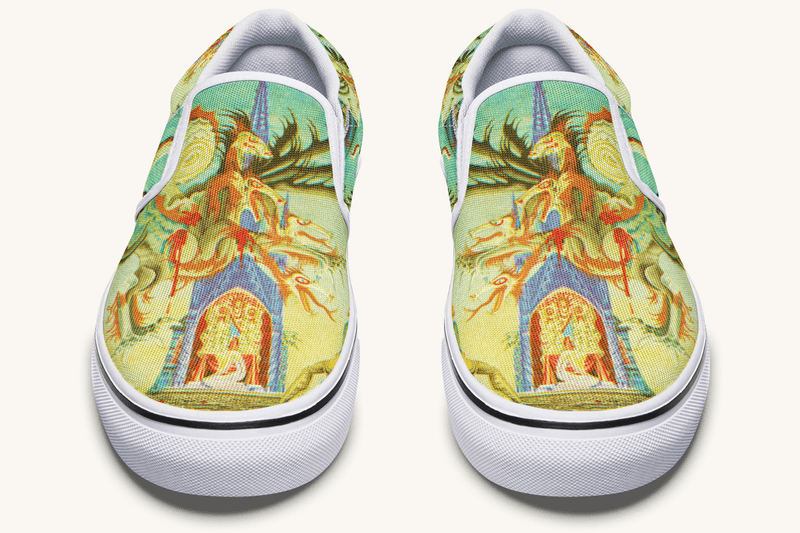 Before The Dragon Broke The Sky Slip On Shoes - Jaded Lament