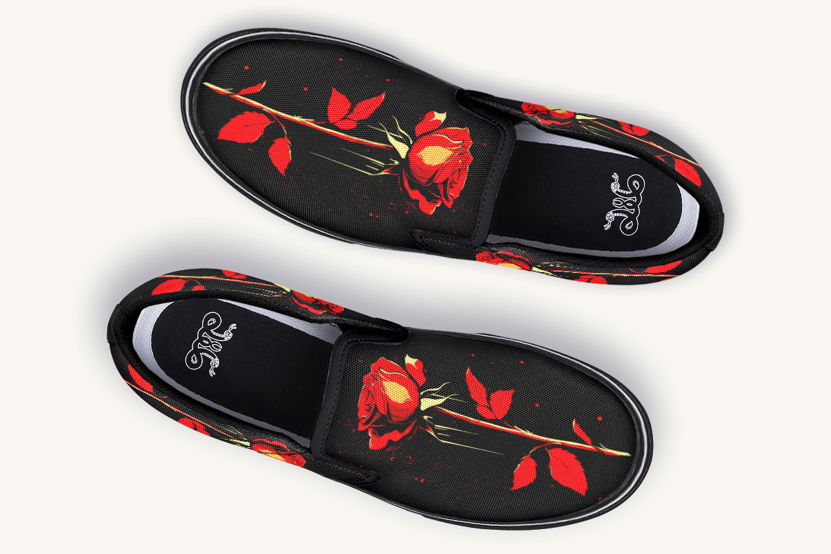 Bleeding Rose Slip On Shoes - Jaded Lament