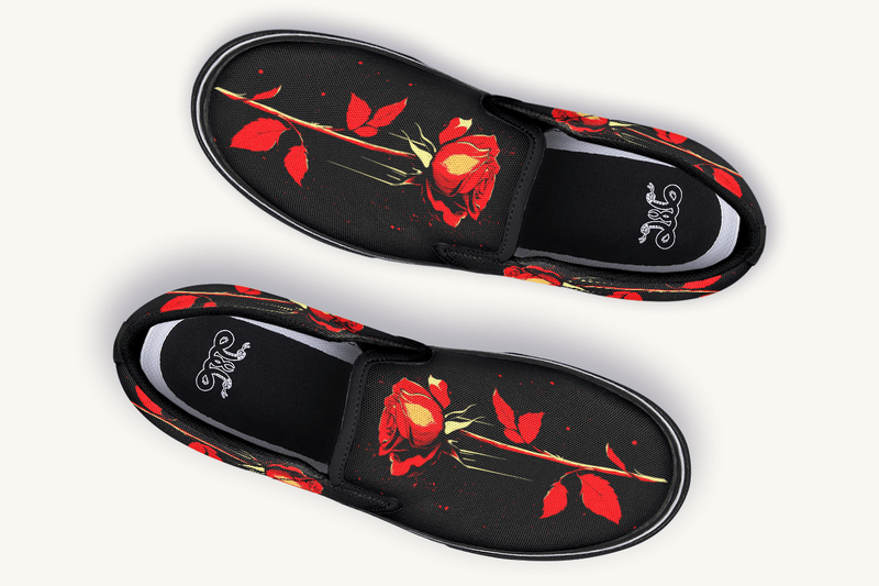 Bleeding Rose Slip On Shoes - Jaded Lament