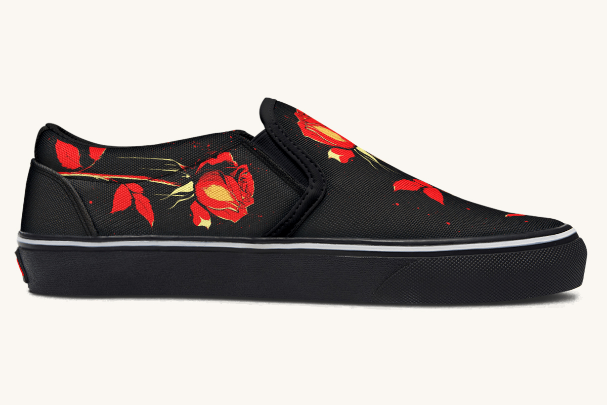 Bleeding Rose Slip On Shoes - Jaded Lament