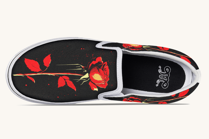 Bleeding Rose Slip On Shoes - Jaded Lament