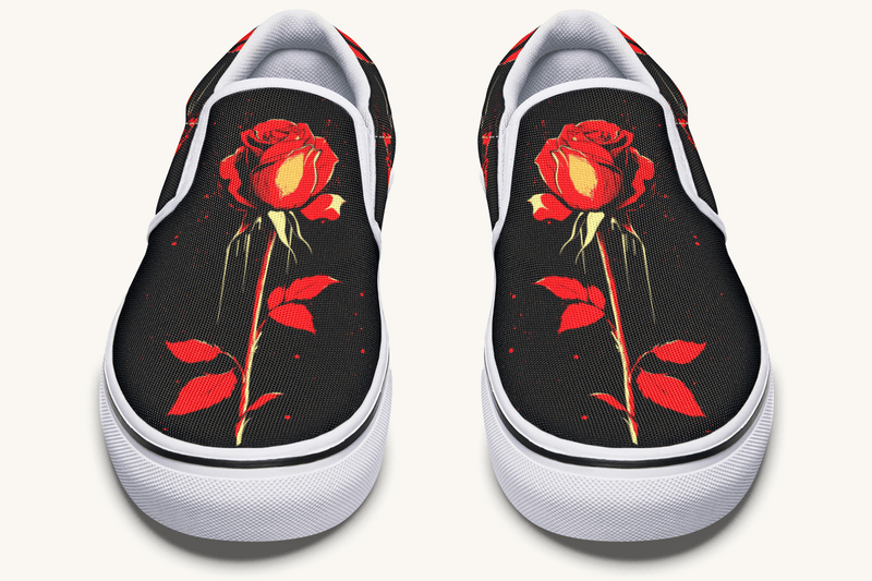 Bleeding Rose Slip On Shoes - Jaded Lament