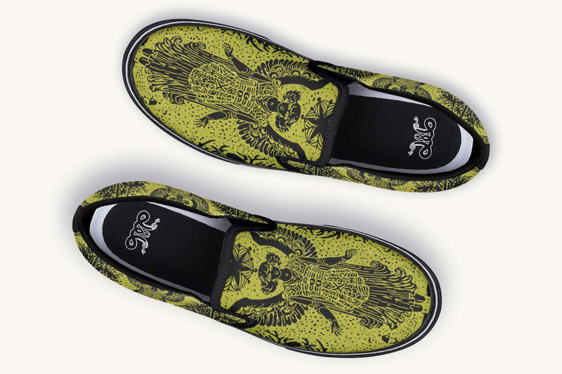 Call Upon the Star Green Black Slip On Shoes - Jaded Lament