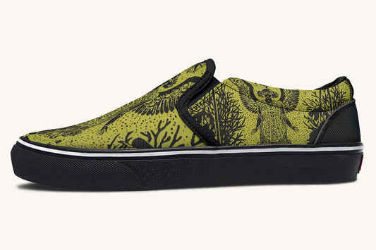 Call Upon the Star Green Black Slip On Shoes - Jaded Lament