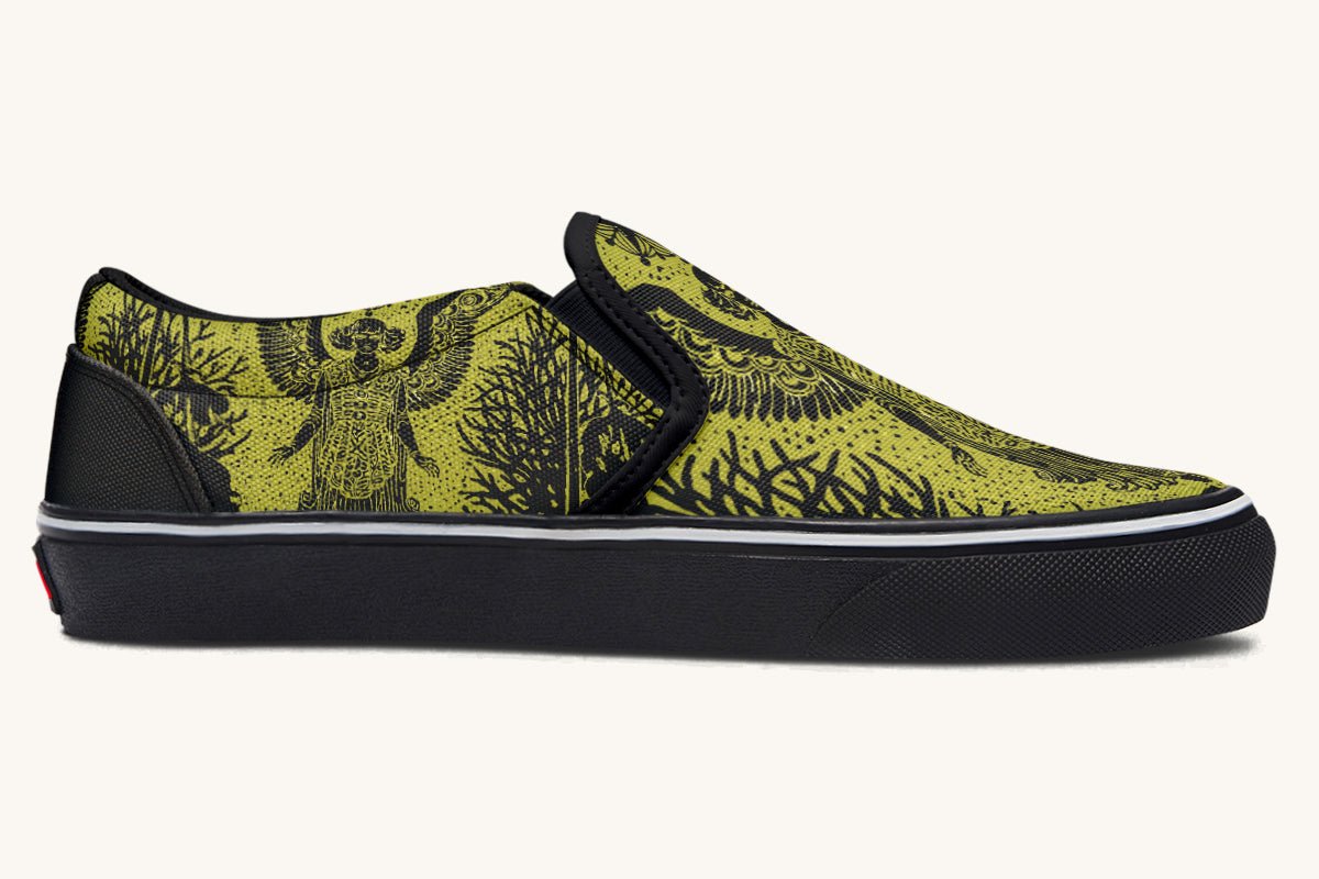 Call Upon the Star Green Black Slip On Shoes - Jaded Lament