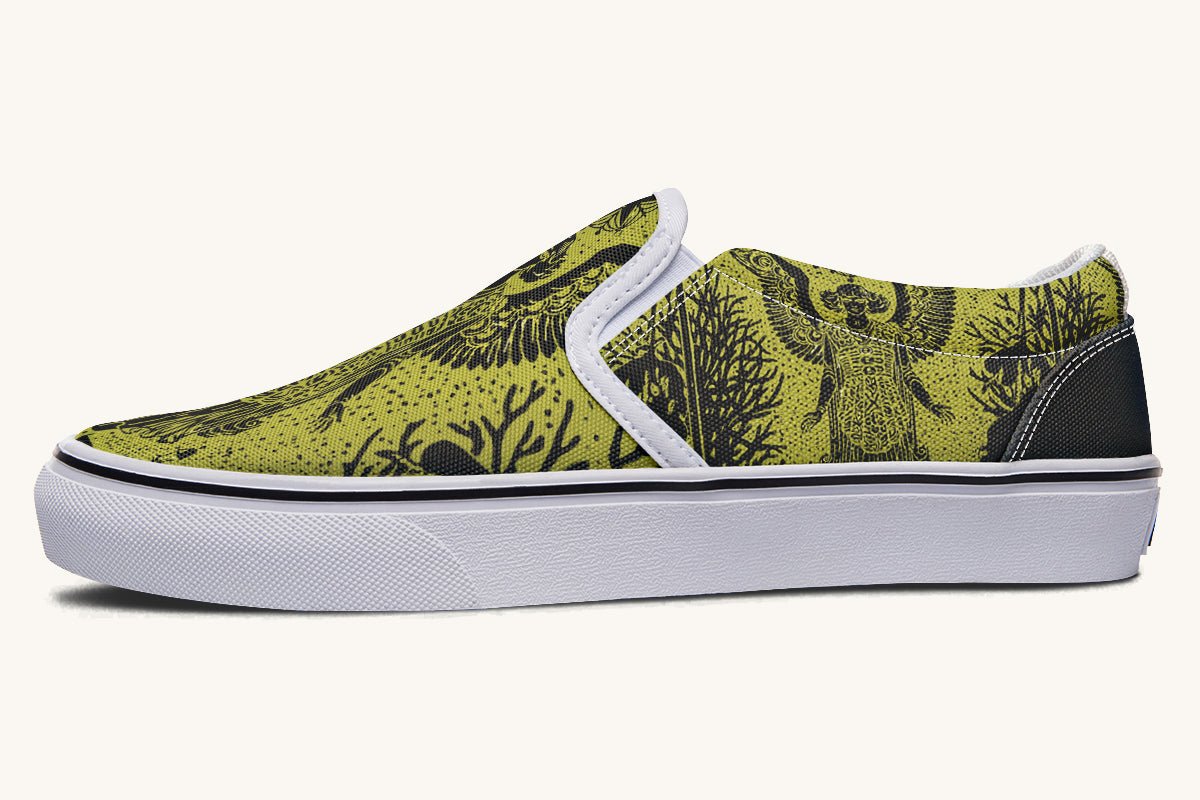 Call Upon the Star Green Black Slip On Shoes - Jaded Lament