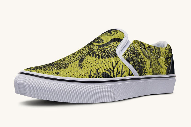 Call Upon the Star Green Black Slip On Shoes - Jaded Lament