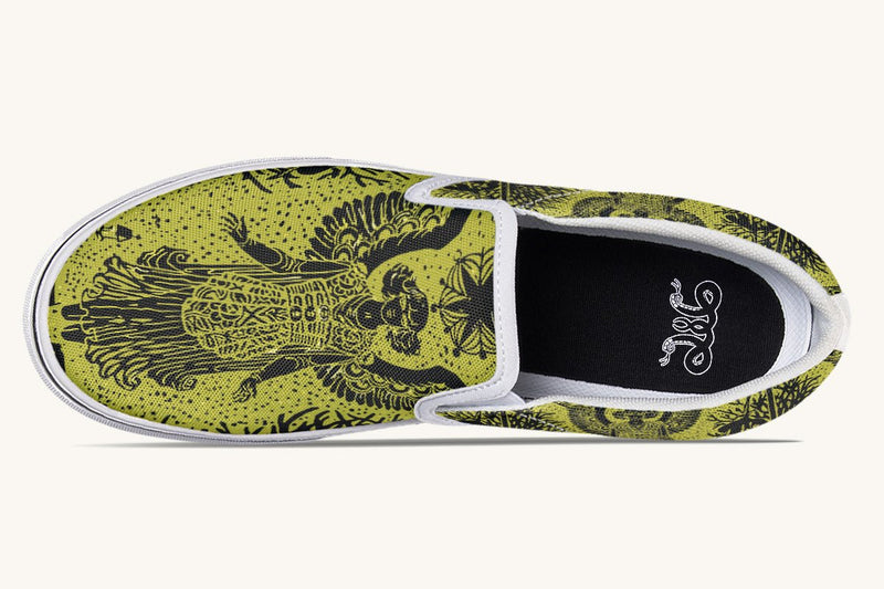 Call Upon the Star Green Black Slip On Shoes - Jaded Lament