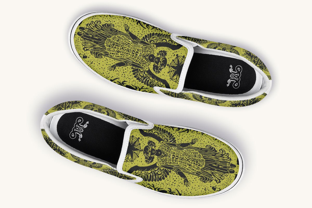 Call Upon the Star Green Black Slip On Shoes - Jaded Lament