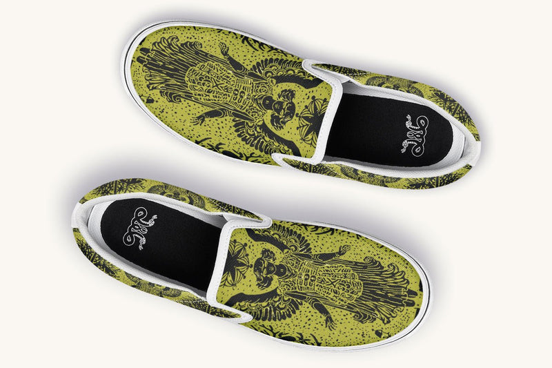 Call Upon the Star Green Black Slip On Shoes - Jaded Lament