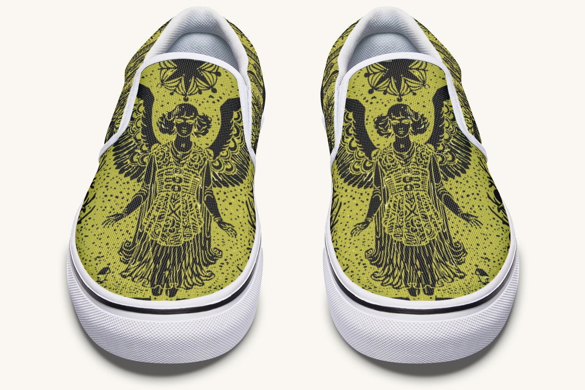 Call Upon the Star Green Black Slip On Shoes - Jaded Lament