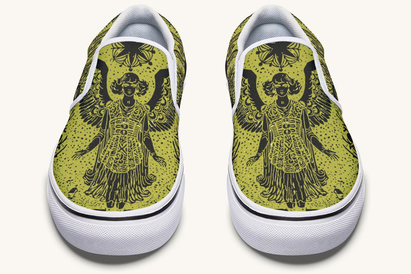 Call Upon the Star Green Black Slip On Shoes - Jaded Lament