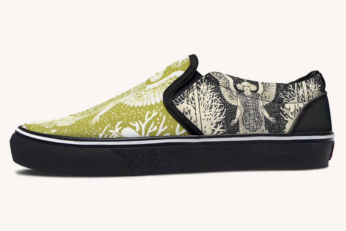 Call Upon the Star Green White Slip On Shoes - Jaded Lament