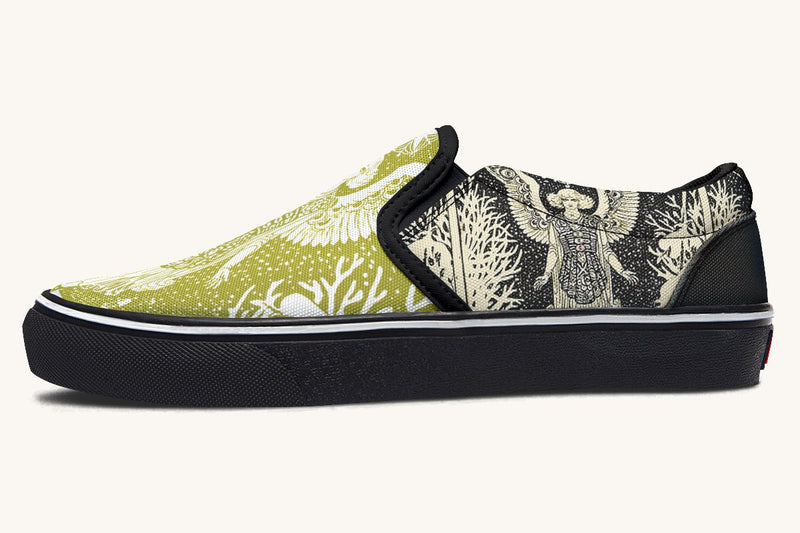 Call Upon the Star Green White Slip On Shoes - Jaded Lament