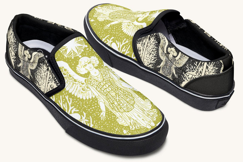 Call Upon the Star Green White Slip On Shoes - Jaded Lament