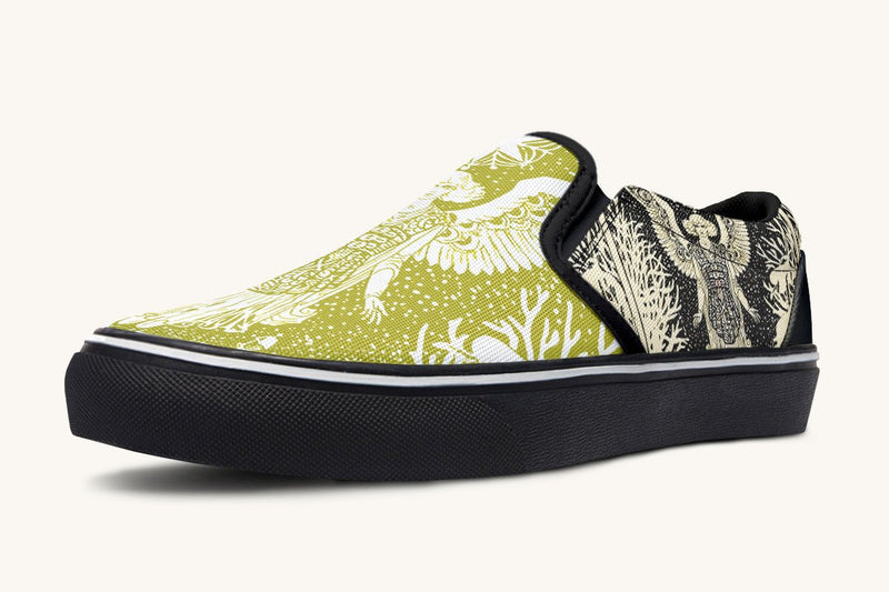 Call Upon the Star Green White Slip On Shoes - Jaded Lament