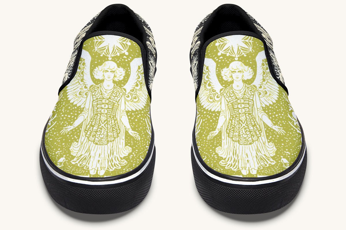 Call Upon the Star Green White Slip On Shoes - Jaded Lament