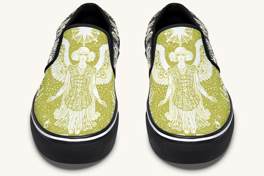Call Upon the Star Green White Slip On Shoes - Jaded Lament