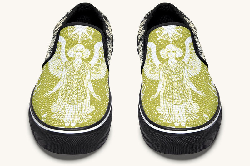 Call Upon the Star Green White Slip On Shoes - Jaded Lament