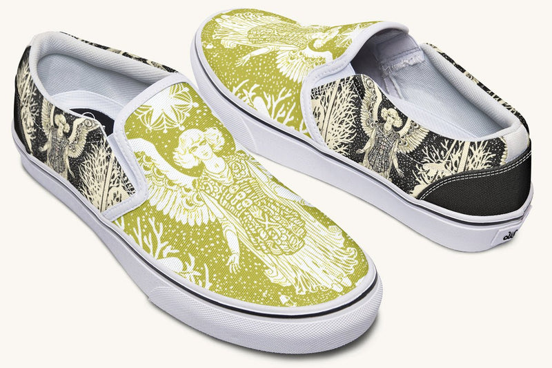 Call Upon the Star Green White Slip On Shoes - Jaded Lament
