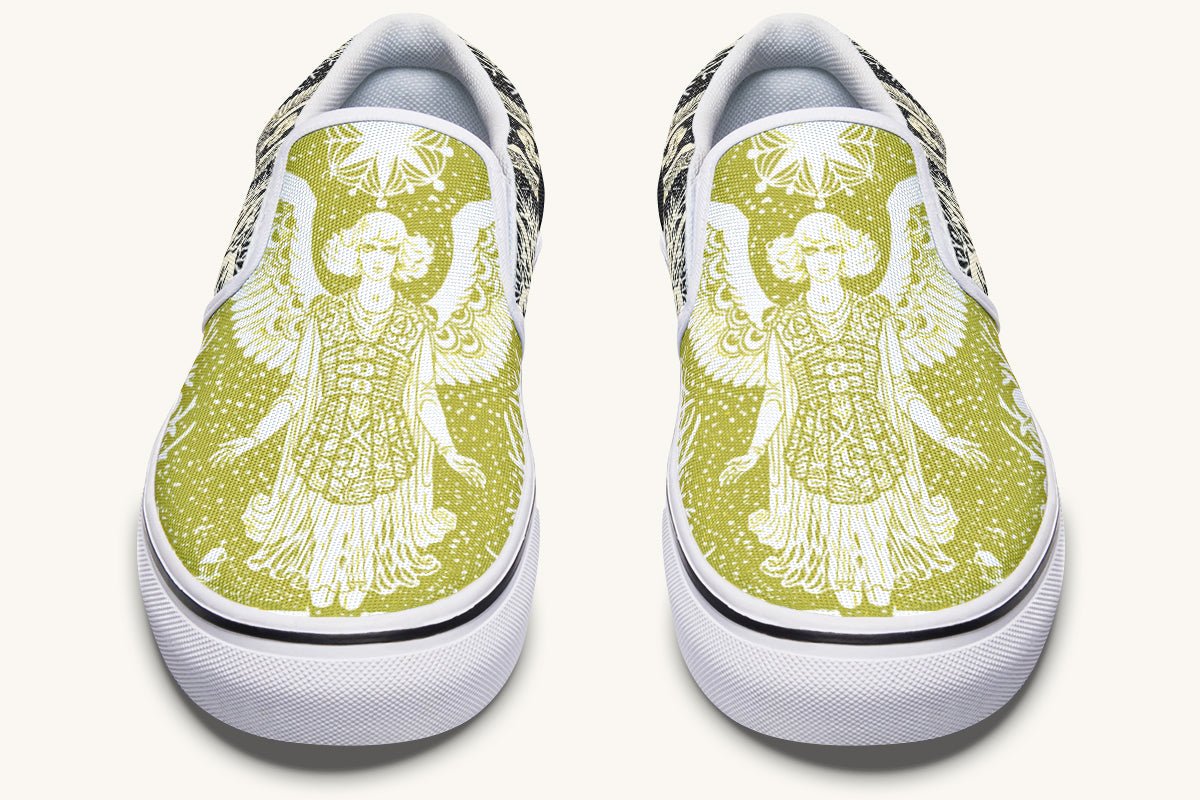 Call Upon the Star Green White Slip On Shoes - Jaded Lament