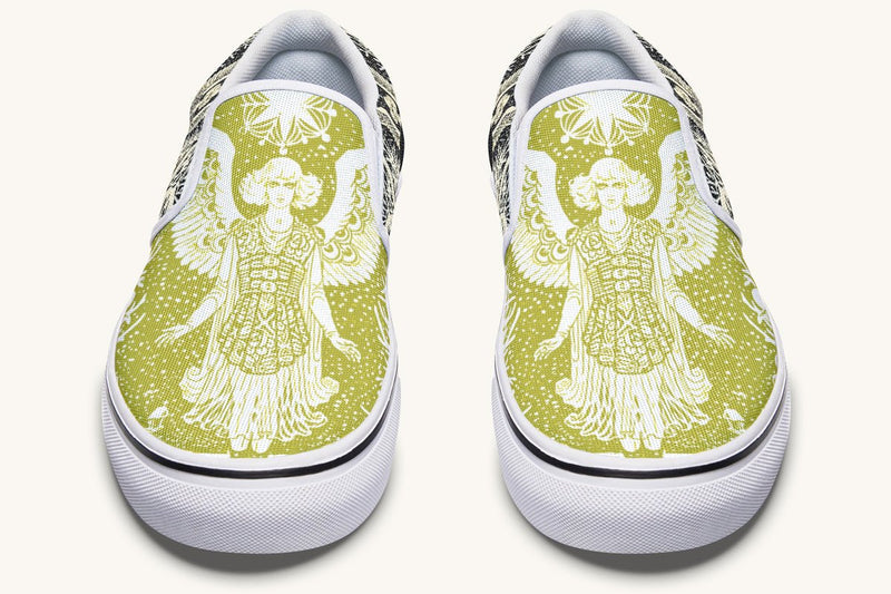 Call Upon the Star Green White Slip On Shoes - Jaded Lament