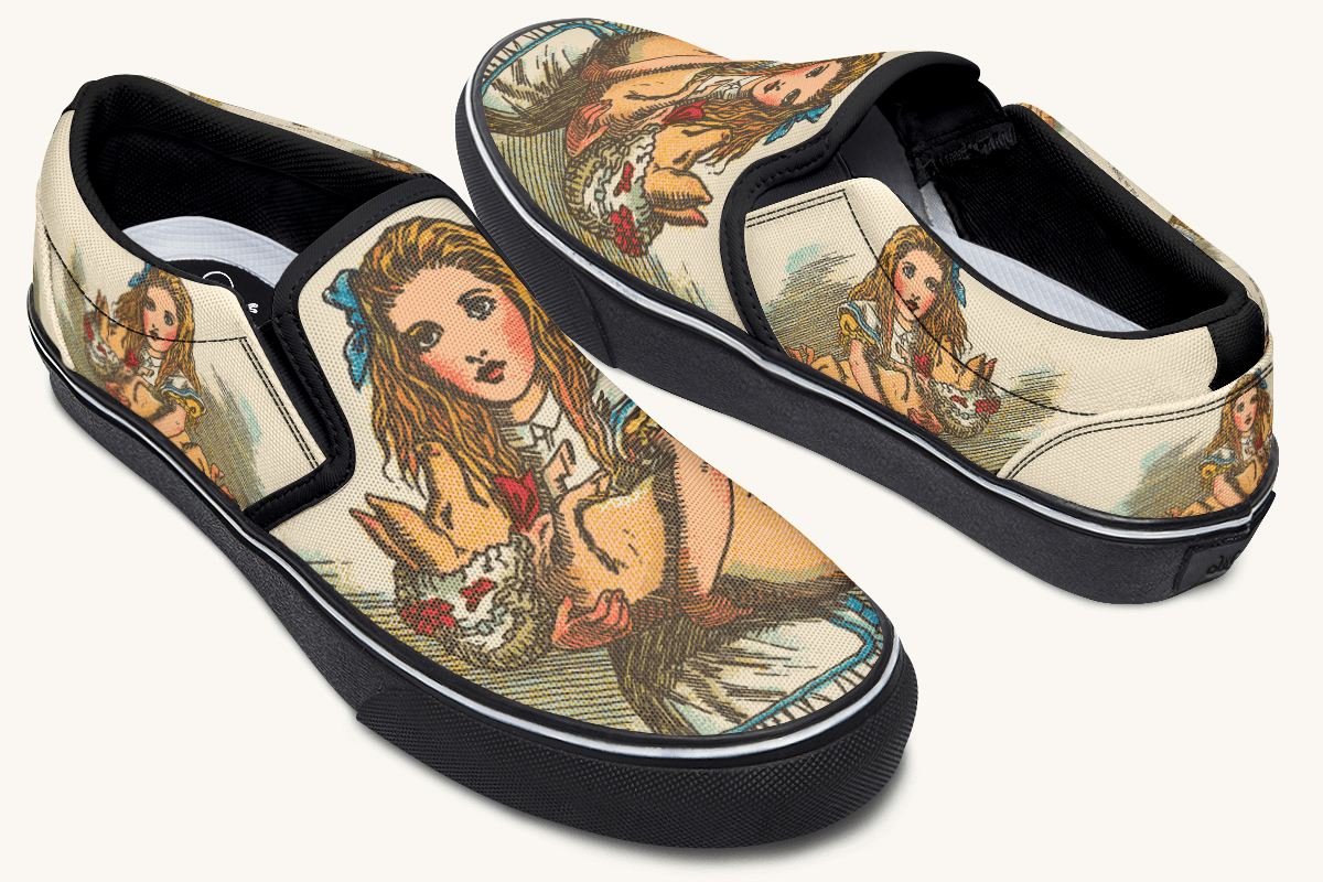 Cradle The Pig Alice in Wonderland Slip On Shoes - Jaded Lament
