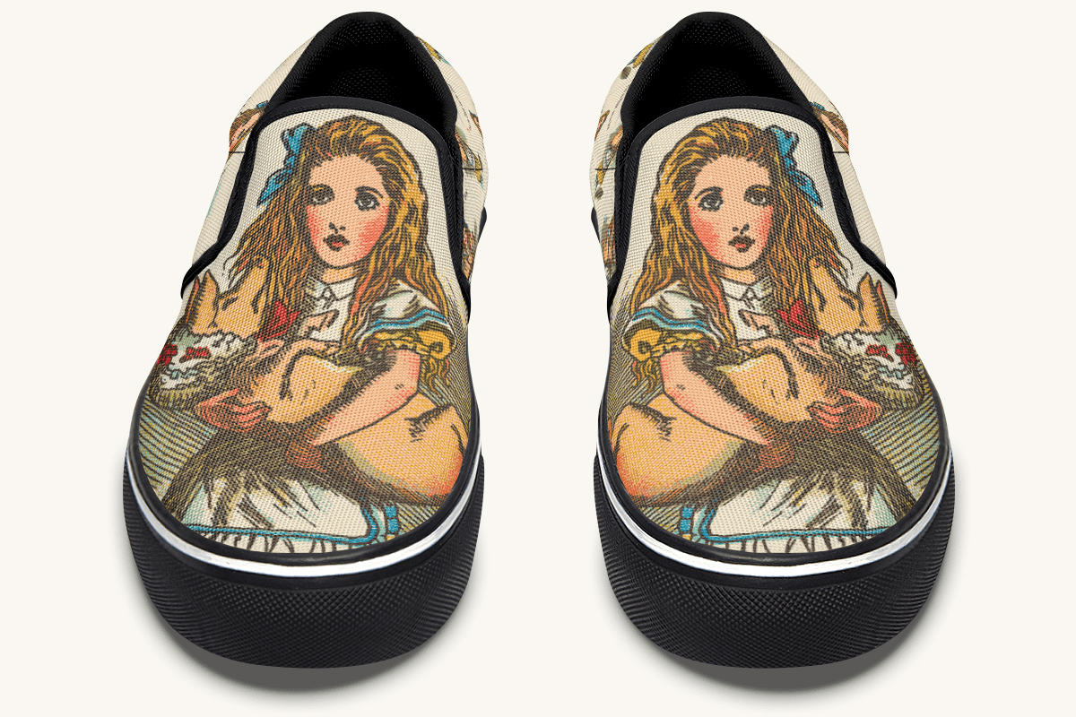 Cradle The Pig Alice in Wonderland Slip On Shoes - Jaded Lament