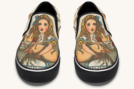 Cradle The Pig Alice in Wonderland Slip On Shoes - Jaded Lament