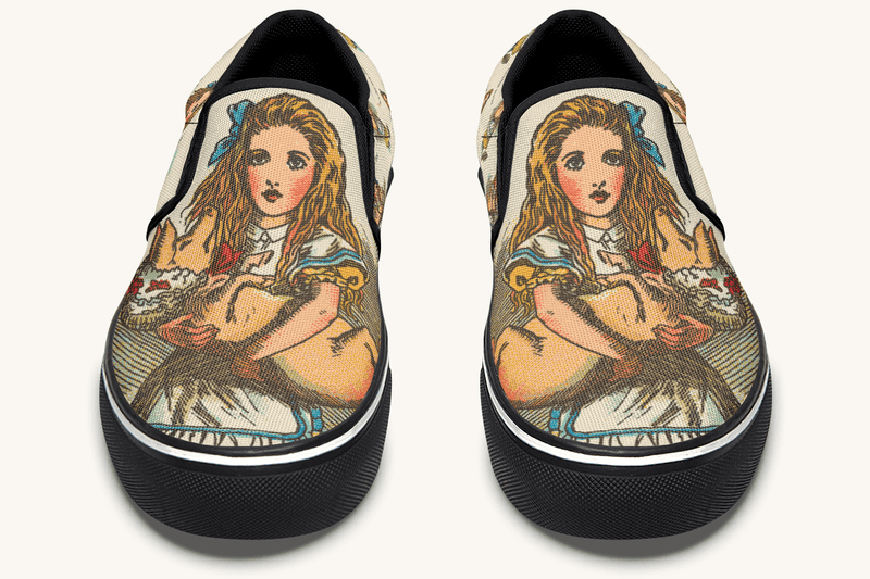Cradle The Pig Alice in Wonderland Slip On Shoes - Jaded Lament