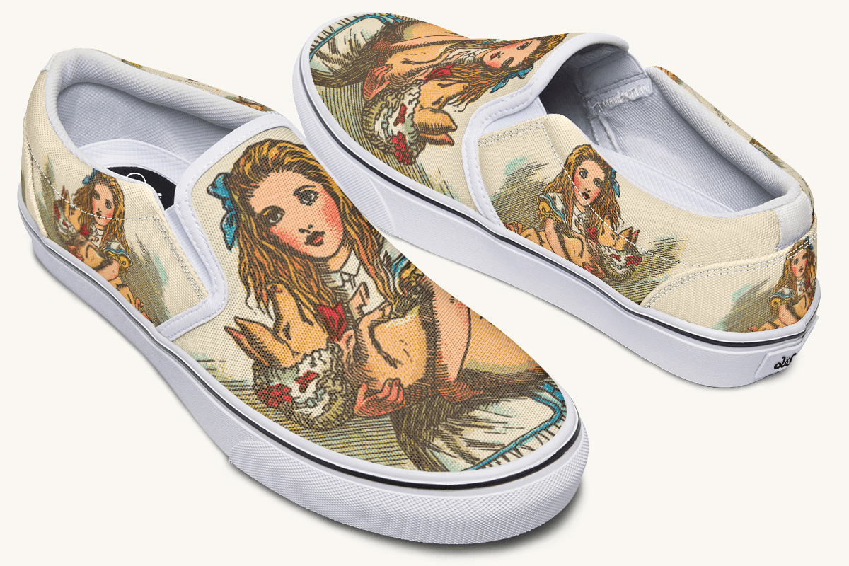 Cradle The Pig Alice in Wonderland Slip On Shoes - Jaded Lament